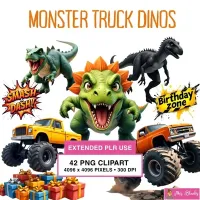 Monster Truck Dinosaur Clipart PNG - Extended License – Image 1