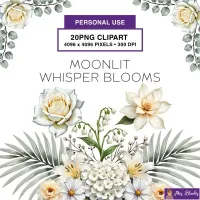 Elegant White Floral Clipart PNG - Personal Use License – Image 1