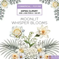 Elegant White Floral Clipart PNG - Commercial + PLR Use License – Image 1
