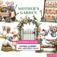 Whimsical Garden Duck Clipart PNG - Extended License – Image 1