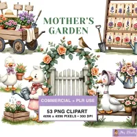 Whimsical Garden Duck Clipart PNG - Commercial + PLR Use License – Image 1