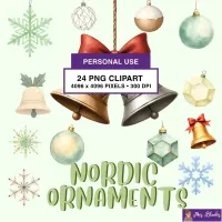 Scandinavian Christmas Ornament Clipart PNG - Personal Use License – Image 1