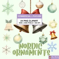 Scandinavian Christmas Ornament Clipart PNG - Commercial + PLR Use License – Image 1