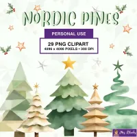 Minimalist Christmas Tree Clipart PNG - Personal Use License – Image 1