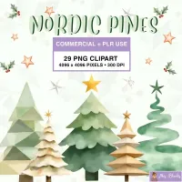 Minimalist Christmas Tree Clipart PNG - Commercial + PLR Use License – Image 1