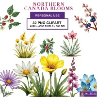 Wildflower Botanical Clipart PNG - Personal Use License – Image 1