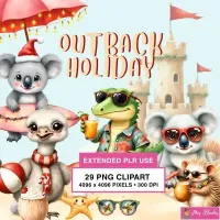 Tropical Christmas Animal Clipart PNG - Extended License – Image 1