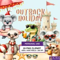 Tropical Christmas Animal Clipart PNG - Personal Use License – Image 1