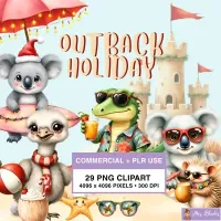 Tropical Christmas Animal Clipart PNG - Commercial + PLR Use License – Image 1