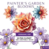 Colorful Floral Garden Clipart PNG - Personal Use License – Image 1