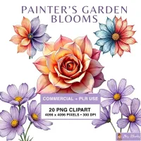 Colorful Floral Garden Clipart PNG - Commercial + PLR Use License – Image 1