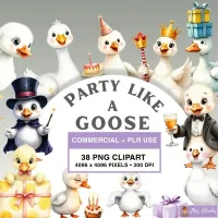 Goose Party Animal Clipart PNG - Commercial + PLR Use License – Image 1