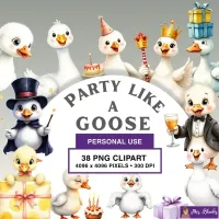 Goose Party Animal Clipart PNG - Personal Use License – Image 1