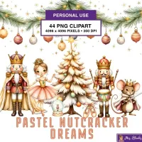 Pastel Christmas Nutcracker Clipart PNG - Personal Use License – Image 1