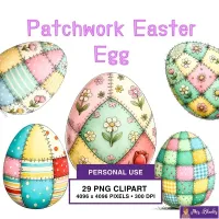 Patchwork Easter Egg Clipart PNG - Personal Use License – Image 1