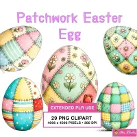 Patchwork Easter Egg Clipart PNG - Extended License – Image 1