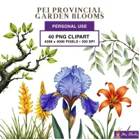 PEI Floral Garden Clipart PNG - Personal Use License – Image 1