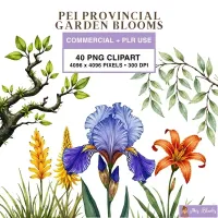 PEI Floral Garden Clipart PNG - Commercial + PLR Use License – Image 1