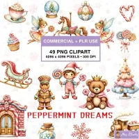 Peppermint Christmas Clipart PNG - Commercial + PLR Use License – Image 1