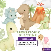 Cute Dinosaur Playtime Clipart PNG - Personal Use License – Image 1