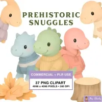 Cute Dinosaur Snuggle Clipart PNG - Commercial + PLR Use License – Image 1