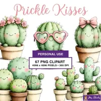 Cute Cactus Love Clipart PNG - Personal Use License – Image 1