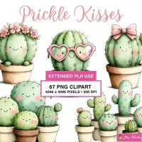 Cute Cactus Love Clipart PNG - Extended License – Image 1