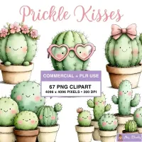 Cute Cactus Love Clipart PNG - Commercial + PLR Use License – Image 1