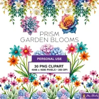 Rainbow Garden Flower Clipart PNG - Personal Use License – Image 1