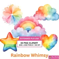 Rainbow Whimsical Elements Clipart PNG - Extended License – Image 1