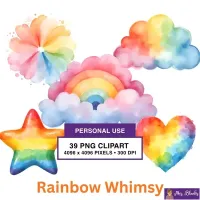 Rainbow Whimsical Elements Clipart PNG - Personal Use License – Image 1