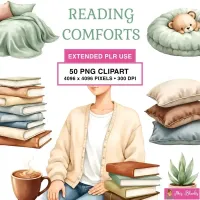 Cozy Reading Lifestyle Clipart PNG - Extended License – Image 1