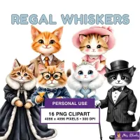 Fancy Cat Characters Clipart PNG - Personal Use License – Image 1
