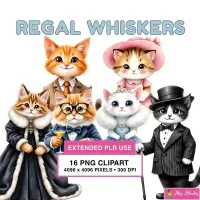 Fancy Cat Characters Clipart PNG - Extended License – Image 1