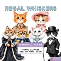 Fancy Cat Characters Clipart PNG - Commercial + PLR Use License – Image 1