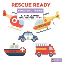 Emergency Rescue Vehicles Clipart PNG - Commercial + PLR Use License – Image 1