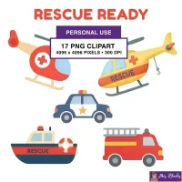 Emergency Rescue Vehicles Clipart PNG - Personal Use License – Image 1