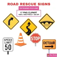 Road Safety Signs Clipart PNG - Extended License – Image 1