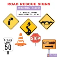 Road Safety Signs Clipart PNG - Commercial + PLR Use License – Image 1