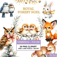 Woodland Christmas Animals Clipart PNG - Commercial + PLR Use License – Image 1