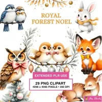 Woodland Christmas Animals Clipart PNG - Extended License – Image 1