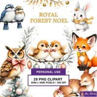 Woodland Christmas Animals Clipart PNG - Personal Use License – Image 1