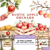 Rustic Apple Orchard Clipart PNG - Commercial + PLR Use License – Image 1