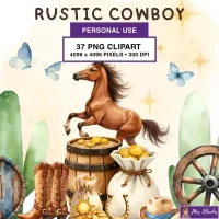 Western Cowboy Clipart PNG - Personal Use License – Image 1