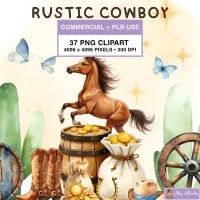 Western Cowboy Clipart PNG - Commercial + PLR Use License – Image 1