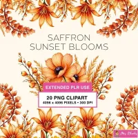 Saffron Floral Blooms Clipart PNG - Extended License – Image 1