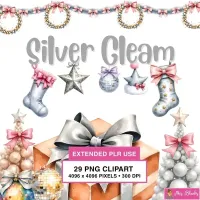Silver Holiday Decor Clipart PNG - Extended License – Image 1