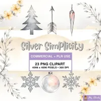 Minimal Silver Winter Clipart PNG - Commercial + PLR Use License – Image 1