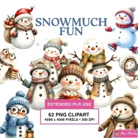 Winter Snowman Clipart PNG - Extended License – Image 1