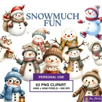 Winter Snowman Clipart PNG - Personal Use License – Image 1